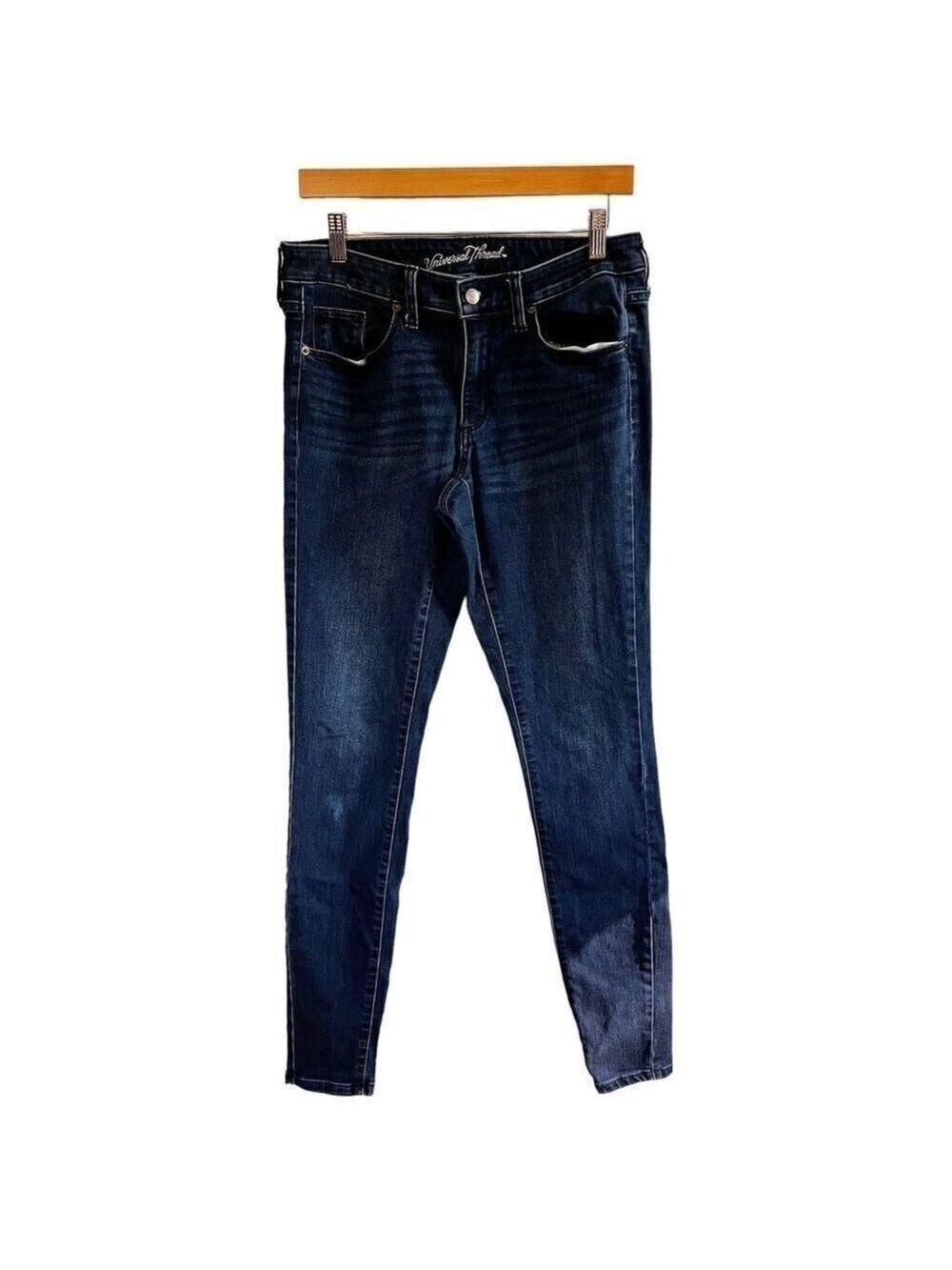 Universal Thread Mid-Rise Skinny Jeans 3D Whisker Stretch Denim sz(8)